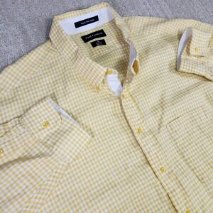 Paul Frederick Shirt Men 4XL 100% Linen Gingham Check Button Down‎ Classic Fit